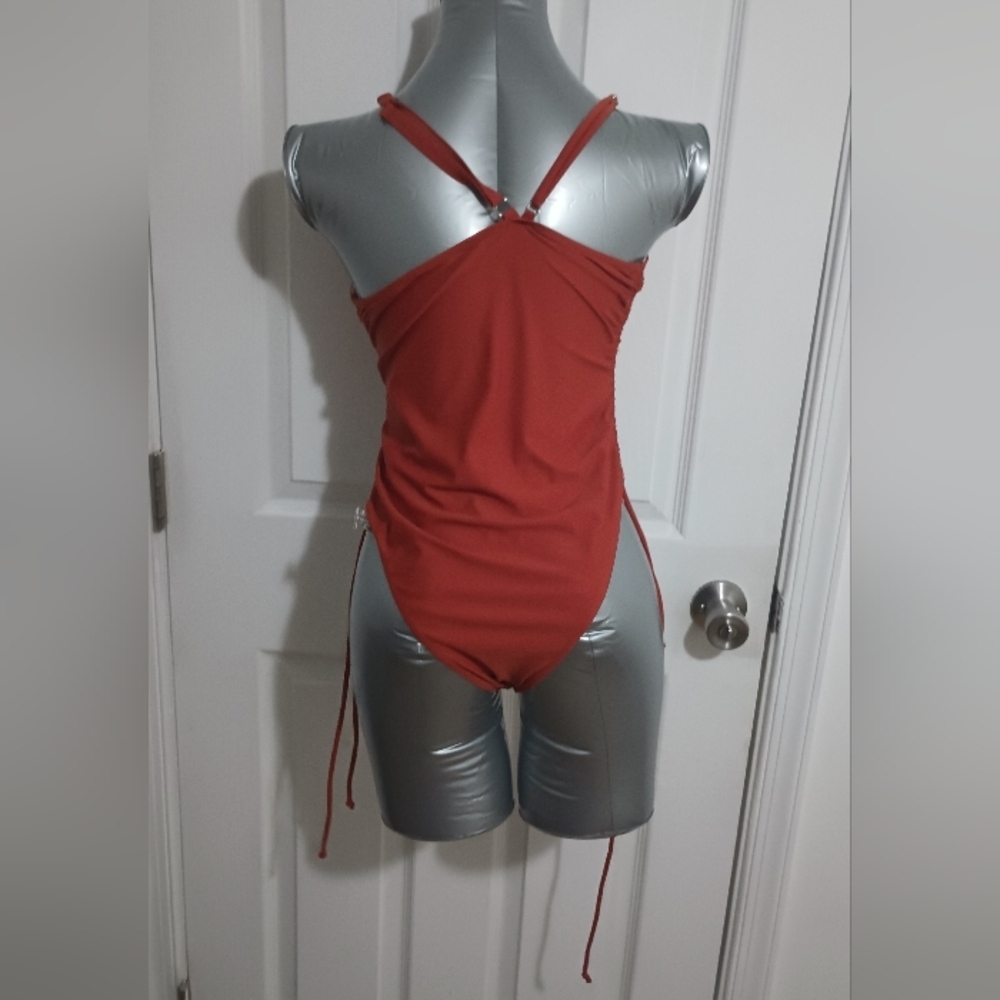 SHEIN Red One Piece Swimsuit Sleek Design 16 - Picture 3 of 4